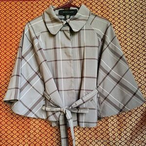 Apostrophe gray strips cape coat jackets